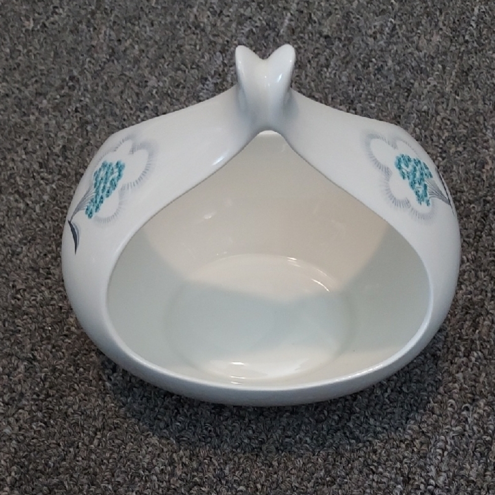 Eva Zeisel MCM Hallcraft White and Blue Ceramic Gravy Bowl